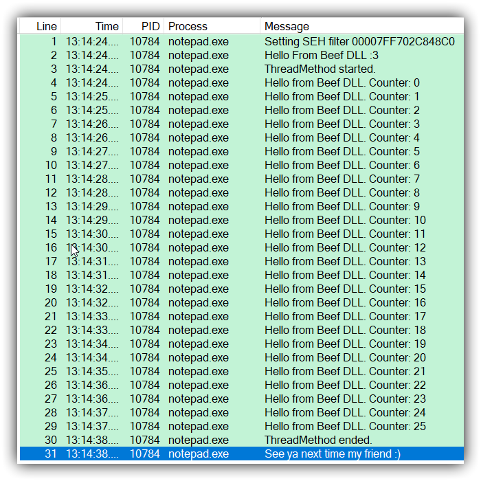 DebugView++ output
