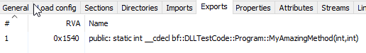 Exported method using Beef-style mangling