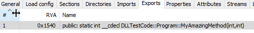 Exported method using C++ style mangling
